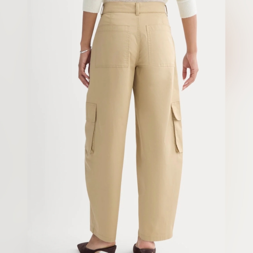 Everlane Utility Cargo Pants, Classic Khaki, Size 16, Barrel Leg Ankle Length - Picture 2 of 4
